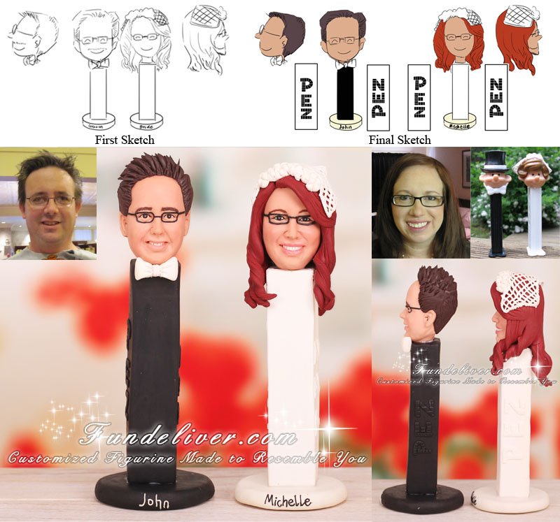 Customized Pez Bride and Groom Cake Topper